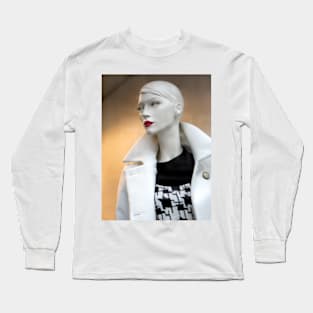 Mannequin in White Long Sleeve T-Shirt